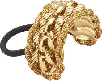 Lelet NY Kendra Mesh Chain Cuff Ponytail Holder in Antique Gold at Nordstrom