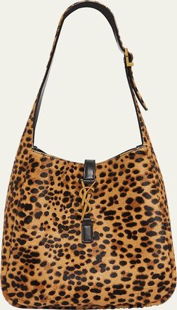 Saint Laurent Le 5 A 7 Small Hobo Bag in Leopard-Print Calf Hair