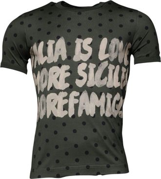 Dolce & Gabbana Gray Sicilia Cotton Crew Neck Mens T-shirt (Pre-Owned)