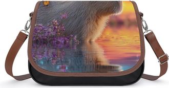 Generic Cute Capybara Monarch Butterfly Zebra Small Womens Crossbody Bags Shoulder Handbag with Adjustable Strap for Travel