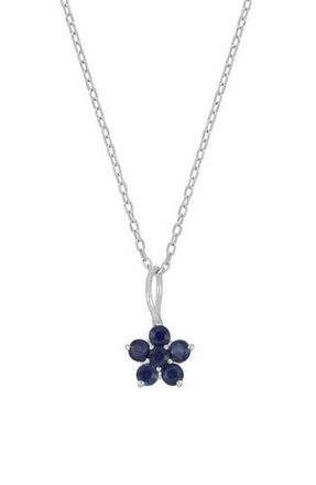 Bony Levy El Mar 18K Gold Gemstone Flower Pendant Necklace in 18K White Gold Sapphire at Nordstrom Rack