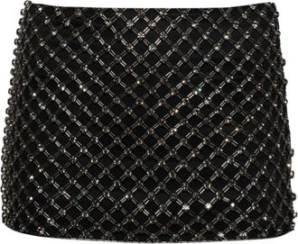 The Attico Minigonna cady con decorazione di cristalli - Nero