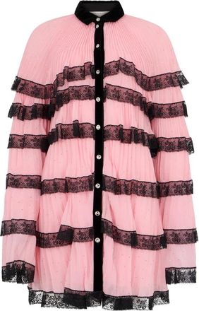 Philosophy di Lorenzo Serafini Overhemden, Dames, Roze, L, Polyester, Shirt met kanten rand