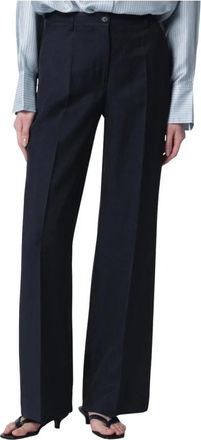 P.A.R.O.S.H. Pantalone Rania - Dames - Wijde Broeken - Blauw - M - Leer - Broeken