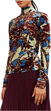 Colville Long Sleeve Tops, female, Multicolor, Size: S Green Floral Velvet Top