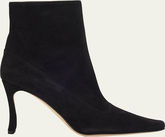 Manolo Blahnik 90mm Gostatu Suede Ankle Booties