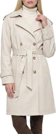 Gorski Lightweight Belted Trench Coat in Beige at Nordstrom, Size X-Large
