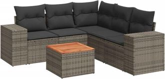 vidaXL Vidaxl - Set De Muebles De Jard&iacute;n 6 Pzas Y Cojines Rat&aacute;n Sint&eacute;tico Gris