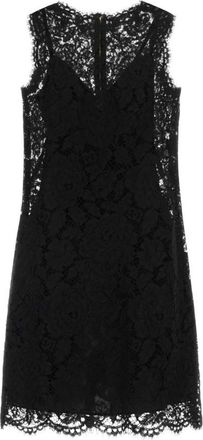 Dolce & Gabbana Black Midi Floral Lace Dress