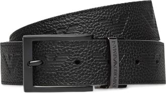 Emporio Armani Casual Zwart Leren Riem - Heren - Riemen - Zwart - ONE Size - Leer - Accessoires