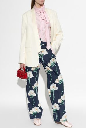 Kenzo Trousers With Floral Motif, Womens, Navy Blue