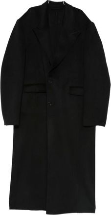 Séfr Single-Breasted Coats, male, Black, Size: L Black Notched Lapel Coat