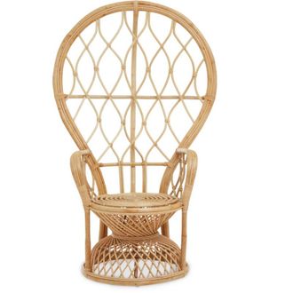 Premier Housewares Interiors by Premier Brown Natural High Back Rattan Peakcock Chair, Rattan Arm Chair, Rattan Patio Chair for Home, Garden