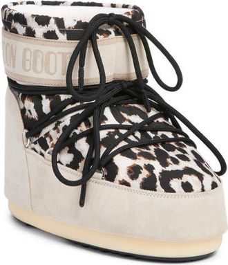 Moon Boot Icon Low Water Repellent Leopard Print Boot in Light Leopard at Nordstrom, Size 45