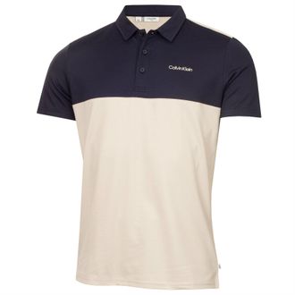 Calvin Klein Polo met kraag en borduursel voor heren (Havermelk/Marineblauw)