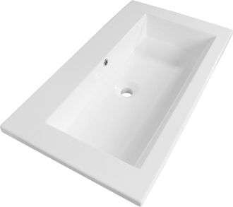 Marcel Breuer Solar Slim wastafel 80x46x2.5cm - 1 wasbak - 1 kraangat - mineraalmarmer - zijdeglans wit