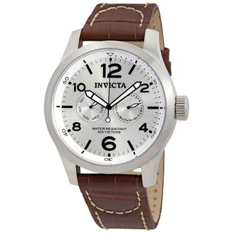 Invicta I Force Multi-Function Silver Dial Brown Leather Mens Watch 0765