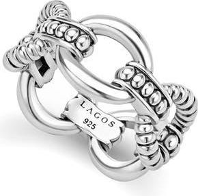 Lagos Sterling Silver Caviar Link Ring at Nordstrom, Size 7