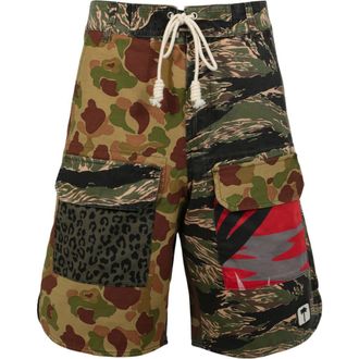 Palm Angels Mixed Print Cotton Shorts in Green Multi at Nordstrom Rack, Size X-Small