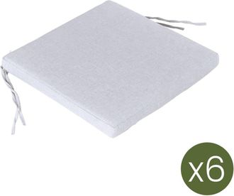 ED&Egrave;N JARD&Iacute; Pack de 6 cojines para sillas de jard&iacute;n olefin gris claro 44x44 cm