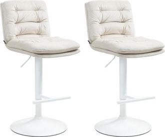 Clp Set de 2 taburetes de bar Damar en terciopelo Crema Blanco