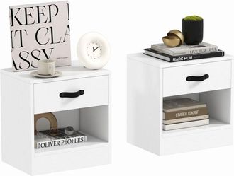 HOMCOM Homcom - pack de 2 mesitas de noche mesillas de noche dormitorio con cajón y compartimento abierto para salón 39x28x41 cm blanco