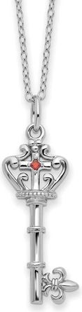 Diamond2Deal Sterling Silver Red Cubic Zirconia Antiqued Key of David Necklace