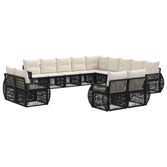 vidaXL Conjunto De Sof&aacute;s De Jard&iacute;n 13 Pcs Negro Y Blanco Crema Vidaxl
