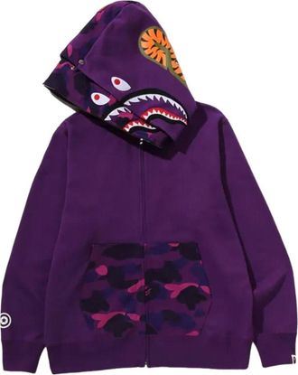 A Bathing Ape Color Camo Shark Full Zip Double Hoodie Purple 1M30-115-009-PUR