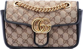 Gucci Pre-owned Gucci Small GG Marmont Matelasse Diagonal GG Canvas and Leather Shoulder Bag Ladies DZ0YR13E44X28SHS