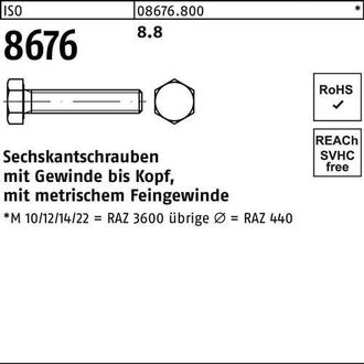 OEM Tornillo Hexagonal Iso 8676 Vg M12x1,5x 35 8.8 100 Piezas
