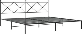 vidaXL Metal Bed Frame without Mattress with Headboard Black 200x200cm Vidaxl