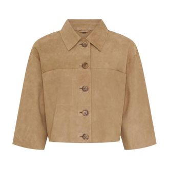 Notyz Leren jassen - Dames - Leren en Su&egrave;de Jassen - Bruin - XS - Leer - Jassen