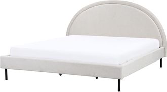 Beliani Cama matrimonial de tejido gris 180x200
