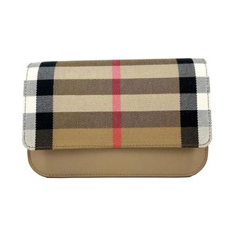 Burberry Cartera de solapa de lona y piel Haymarket Check - Bags - Mujer - Multicolor - ONE SIZE