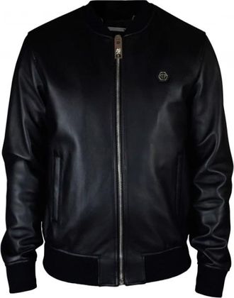Philipp Plein Bomberjack - Heren - Leren en Su&egrave;de Jassen - Zwart - S - Leer - Jassen