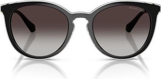 Michael Kors Tarifa 53mm Gradient Round Sunglasses in Black /Grey Gradient Black at Nordstrom