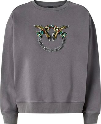 Pinko Pinko, Hoodies & sweatvesten, Dames, Grijs, M, Katoen, Nelly Sweatshirt