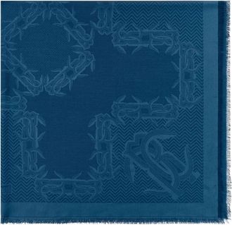 Roberto Cavalli Sciarpa Mirror Snake con monogramma - Blu