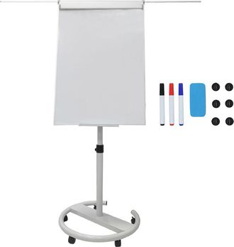 Relaxdays Relaxdays Pizarra Blanca Magn&eacute;tica Regulable En Altura Con Ruedas, Bandeja Para Rotuladores, Marco Aluminio, 100x70 Cm