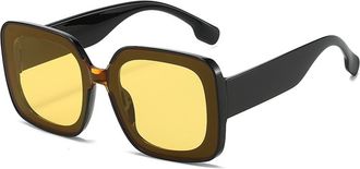 Generic Square Frame Womens Sunglasses Vacation Driving Mens Decorative Sun Glasses(Yellow)