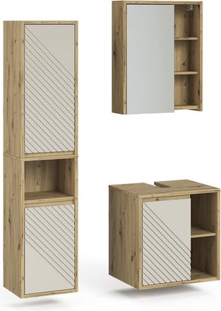 Vicco Juego De Muebles De Ba&ntilde;o De 3 Piezas Viola, Roble Artesanal, 3 Partes, Vicco