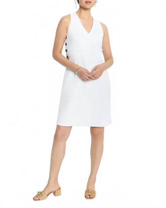 Nic+Zoe Textured Button Dress In Paper White