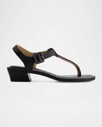 Bernardo Goya Leather T-Strap Low Sandals