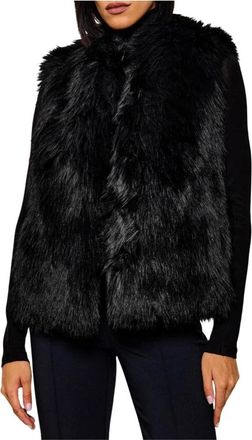 Patrizia Pepe Faux Fur Mouwloze Jas - Dames - Bodywarmers - Zwart - XS - Jassen