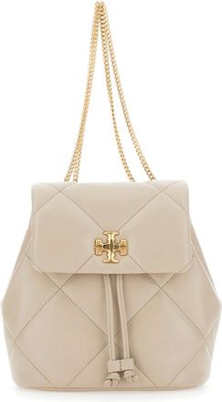 Tory Burch Mini Kira Diamond Quilt Rugzak - Dames - Rugzakken - Beige - ONE Size - Leer - Tassen