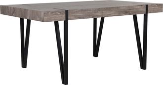 Beliani Mesa De Comedor Con Tapa De Madera Oscura Patas De Horquilla De Metal Negro 180 X 90 Cm Estilo Industrial Rectangular Adena