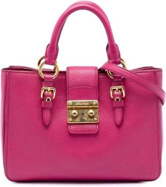 Miu Miu Pre-owned Handbags, female, Pink, Size: ONE SIZE Pre-owned Leather Tote
