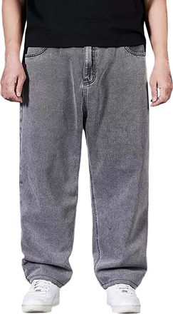 Generic Plus Size Baggy Wide Leg Jeans: Straight Jeans for Men U Classic Basic Denim Jeans Classic Fit Jeans Baggy Jeans for Me Hip Hop Jeans Streetwear Relax