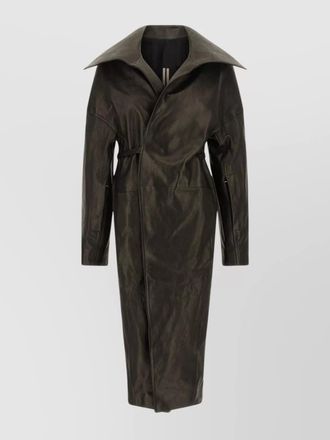 Rick Owens lamb leather belted coat